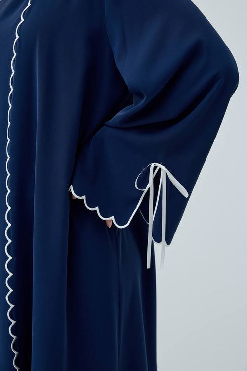 Soft Detailed Abaya - Navy